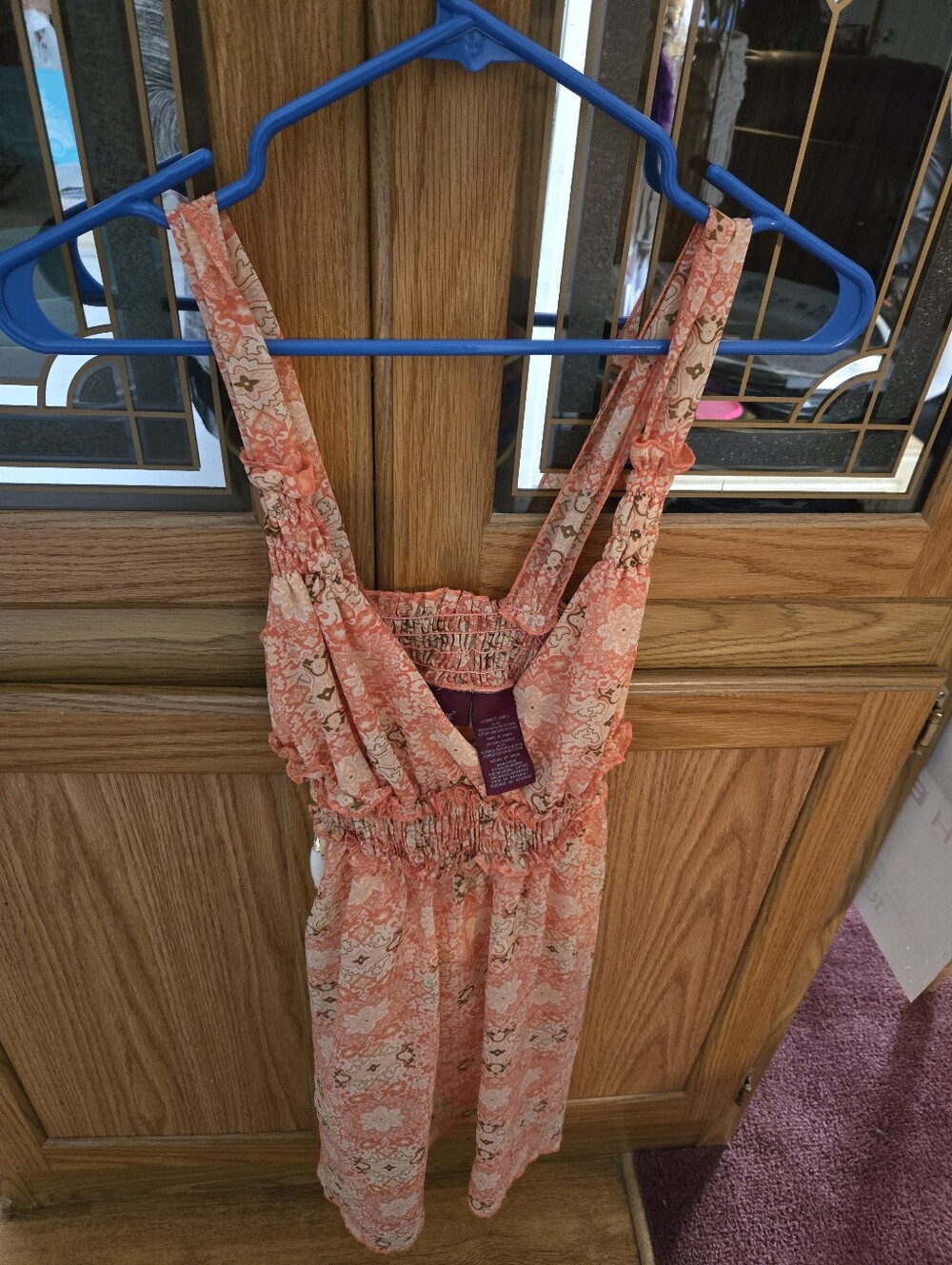 Coral Floral Smocked Sundress